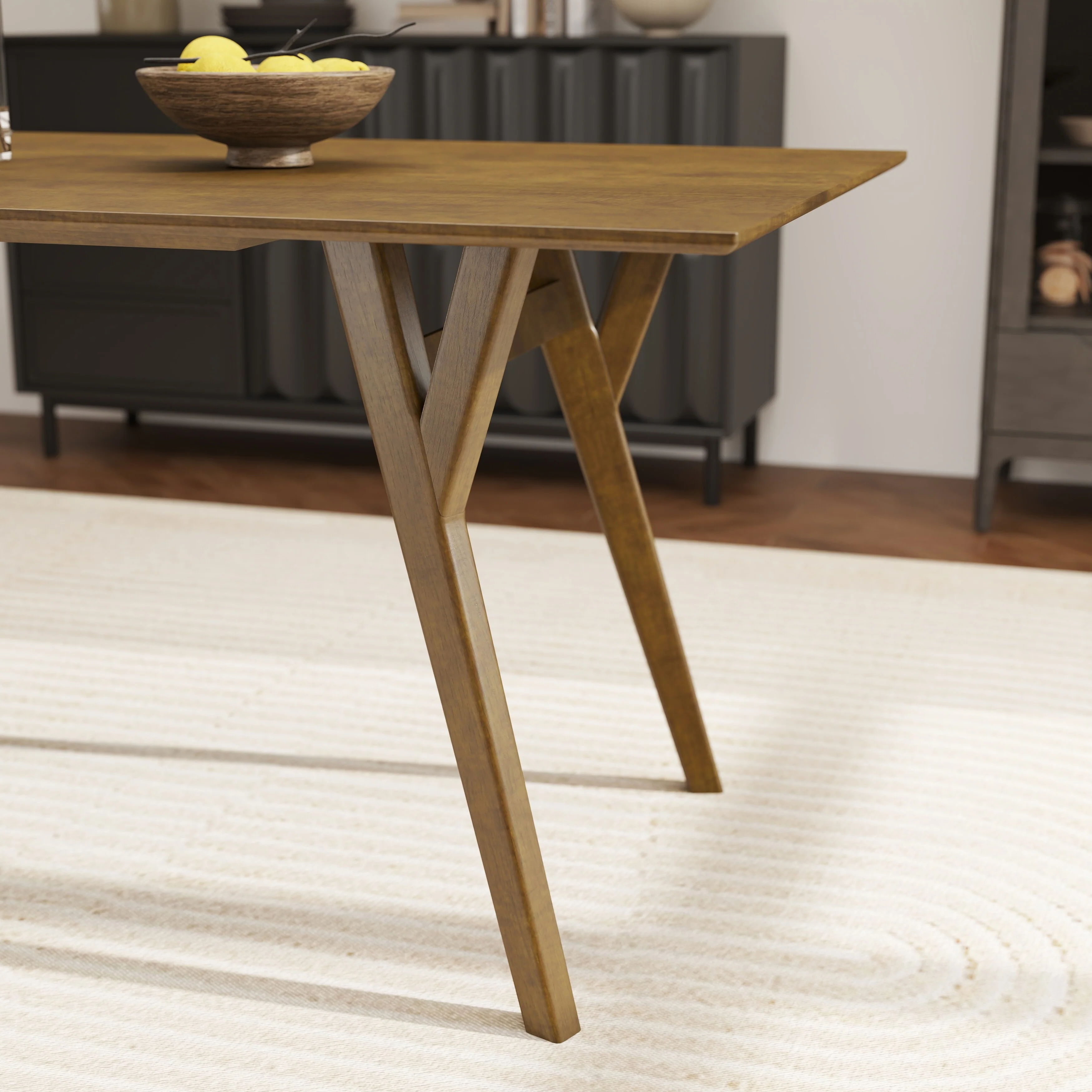 Roundhill Furniture Lavin Modern 5-Piece Dining Set, Dining Table with 2 Walnut and 2 Black Chairs