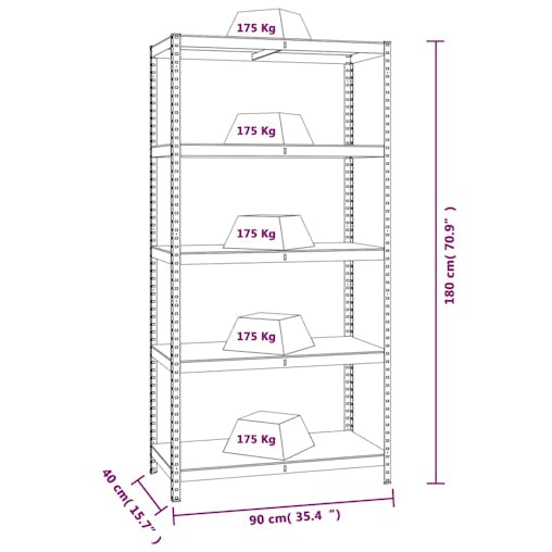 NNEVL 5-Layer Shelves 4 pcs Silver Steel and Engineered Wood