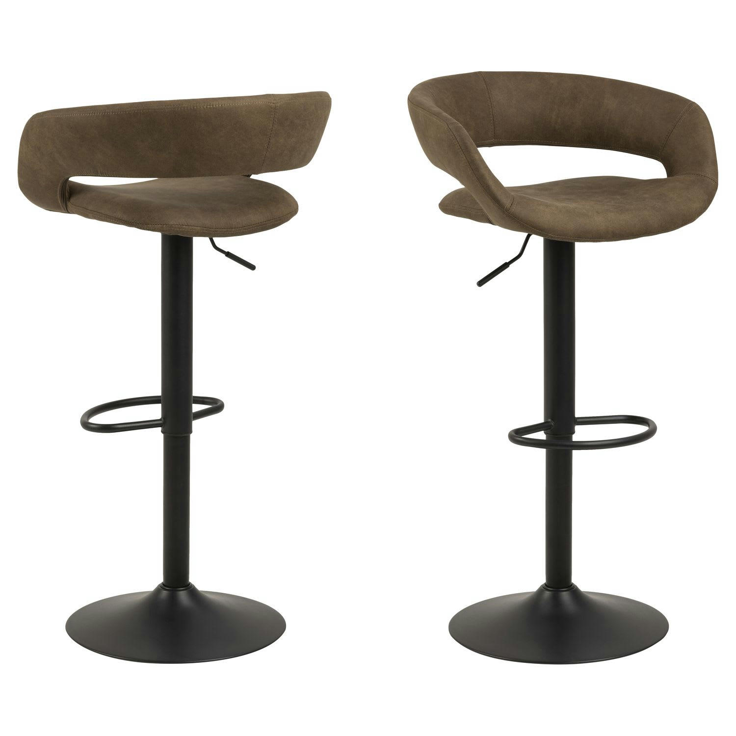 GRACIE - Lot de 2 tabourets de bar marron