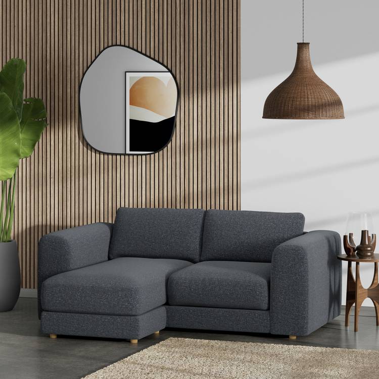 Habitat Ayr Reversible Corner Sofa -Charcoal - Ash Leg