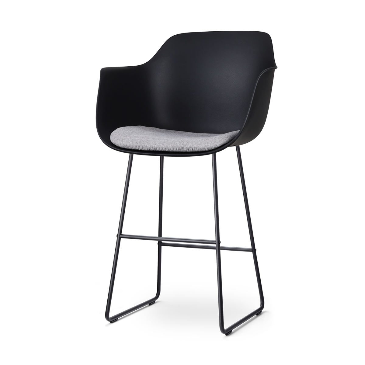 Nolon Nino-Liz Barkruk Zwart - Lichtgrijs Kussen - Zwart Frame - 75 cm