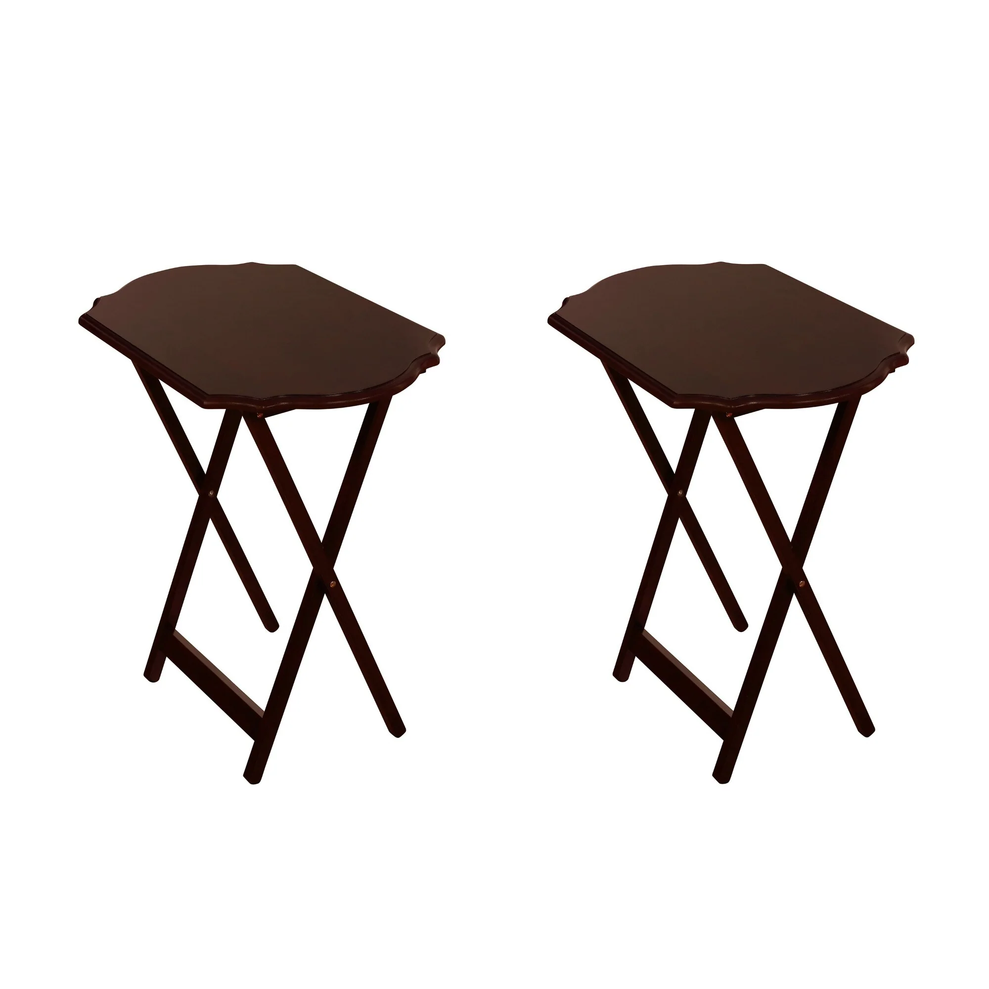 Foldable Snack Tray Tables - 26.25 - Espresso Brown - Set of 2