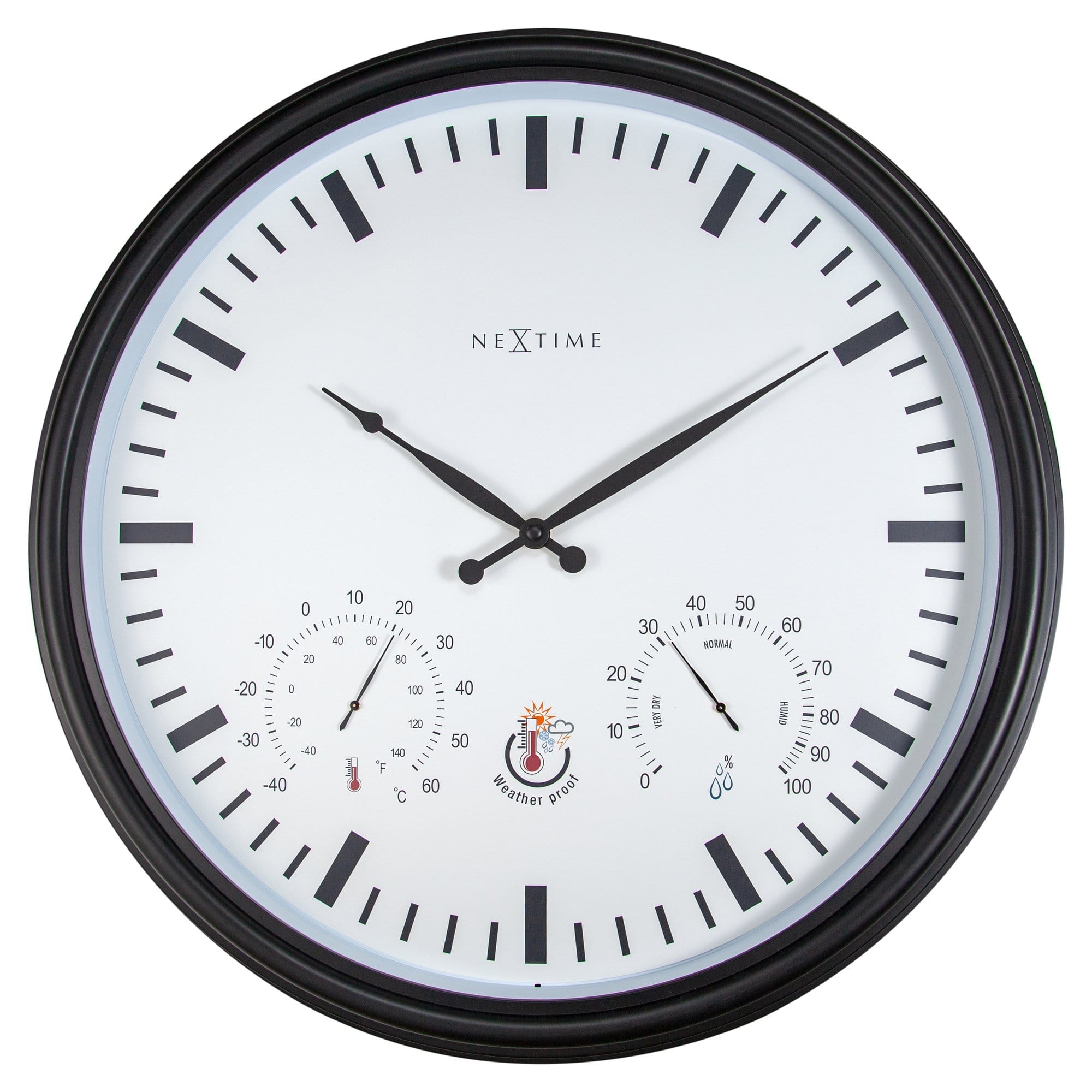 NeXtime -Buitenweerstationklok - 50 - 8 cm - kunststof - zwart