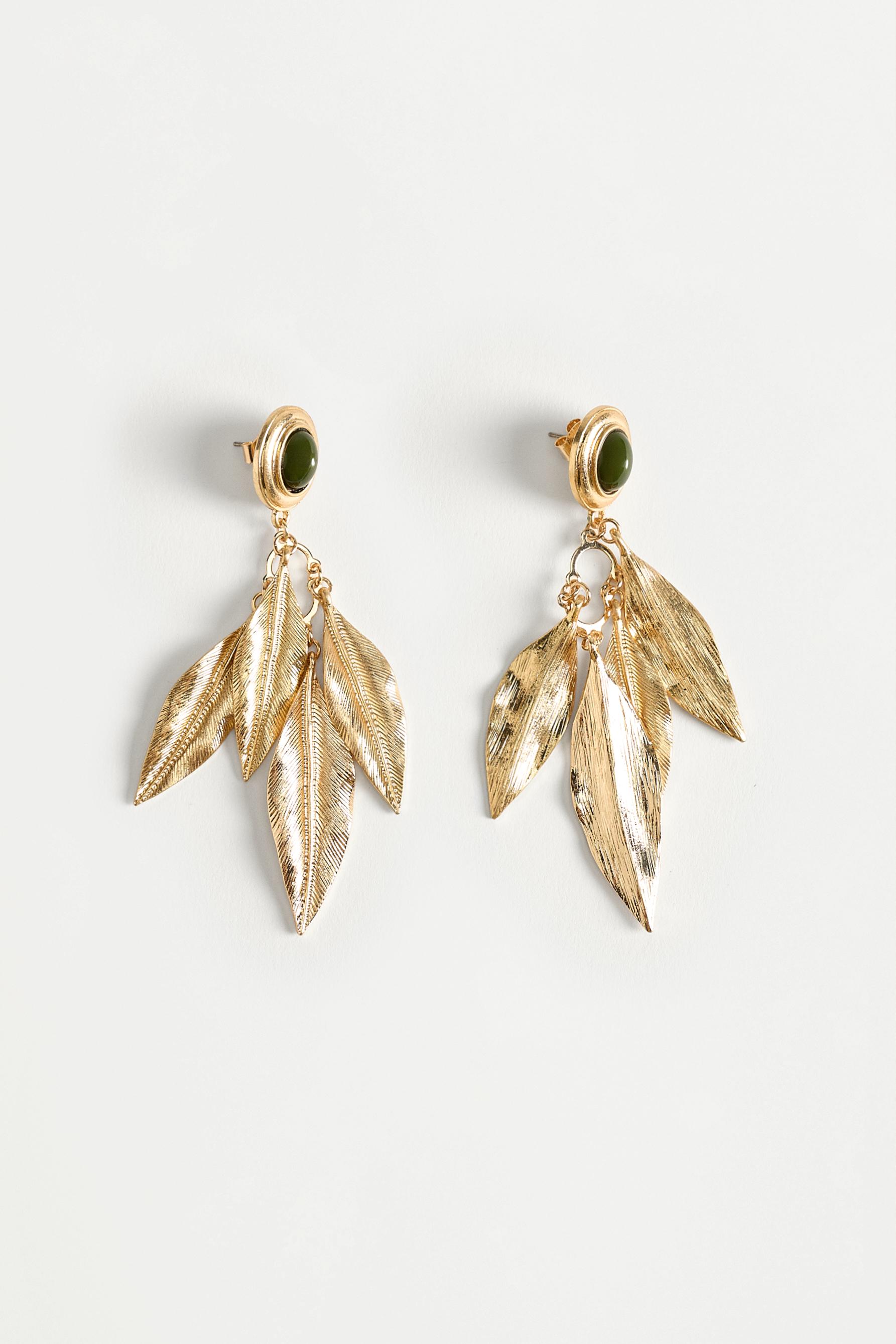 Pendientes dorados plumas