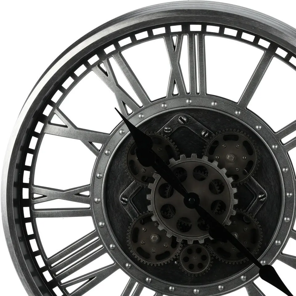 H&S collection Wandklok Bologna - D51 cm - zwart/zilver
