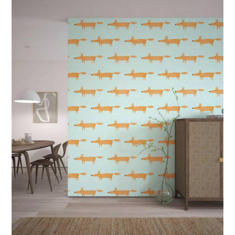 Scion Mr Fox Blue Wallpaper