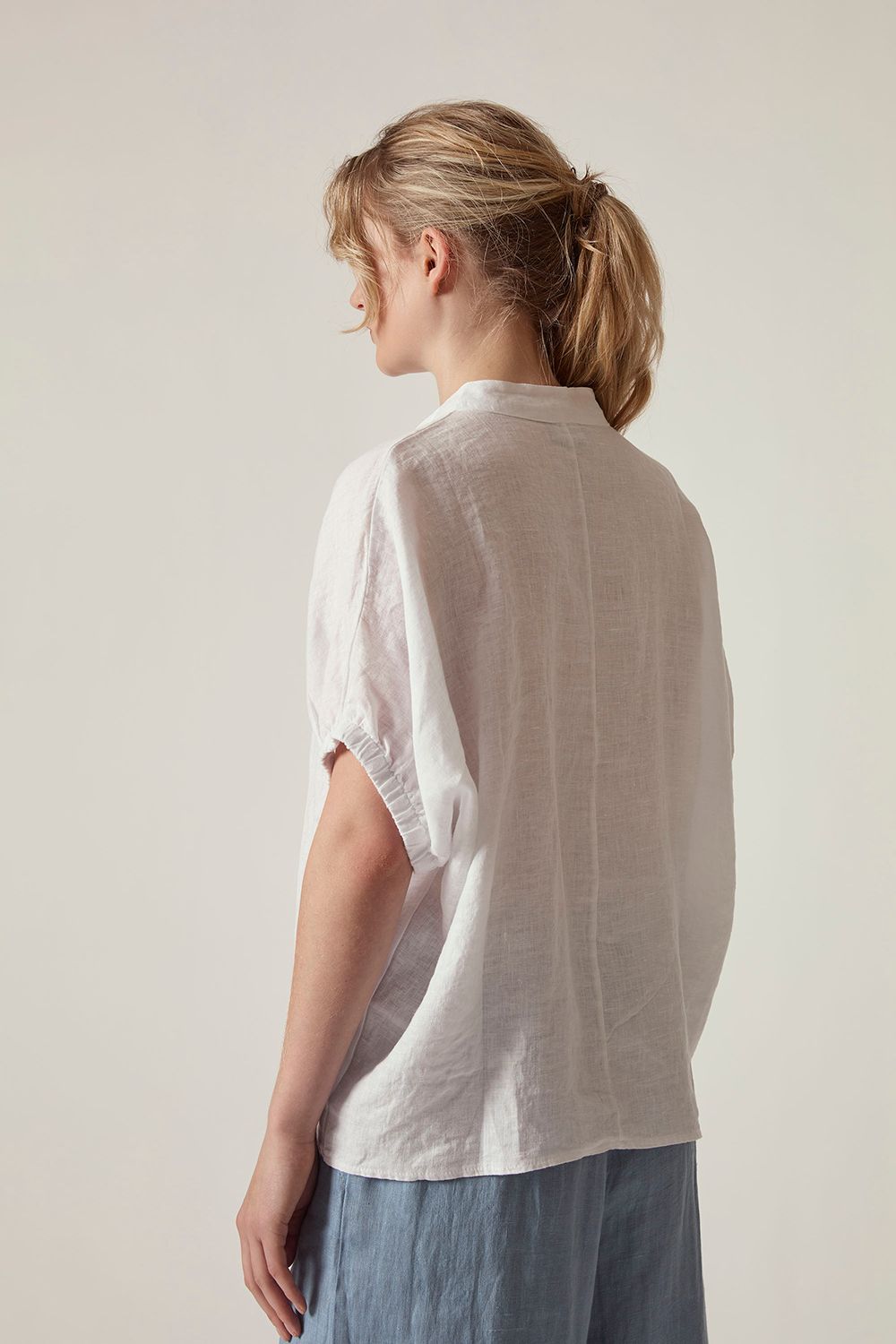 James Lakeland Relaxed White Linen Blouse