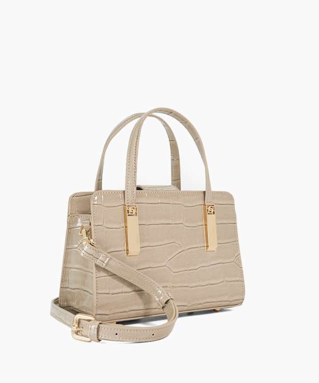 Dinkydenbey Grey - Small Top Handle Croc-Effect Tote Bag