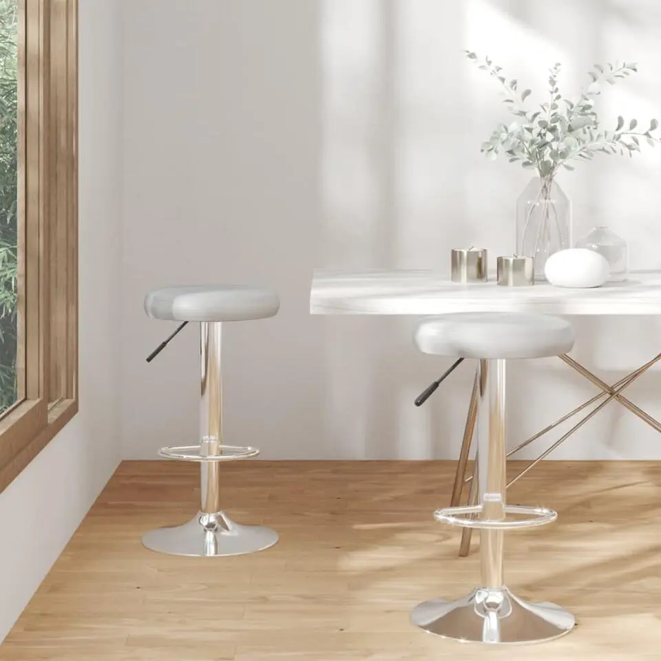 vidaXL Barkrukken met Rond Zitvlak - Verstelbaar - Grijs - Kunstleer - 2 Stuks