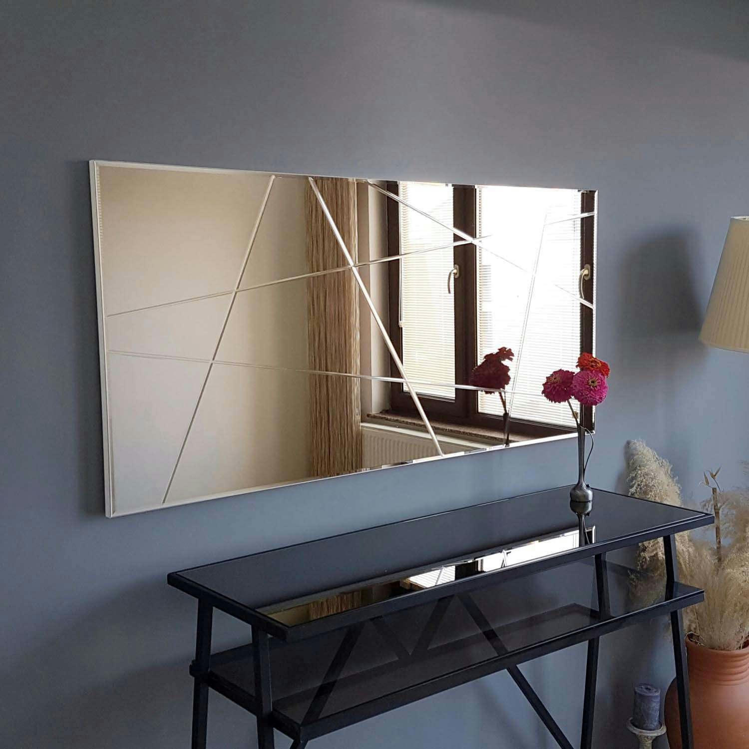 - Miroir en verre 130 x 62 cm bronze
