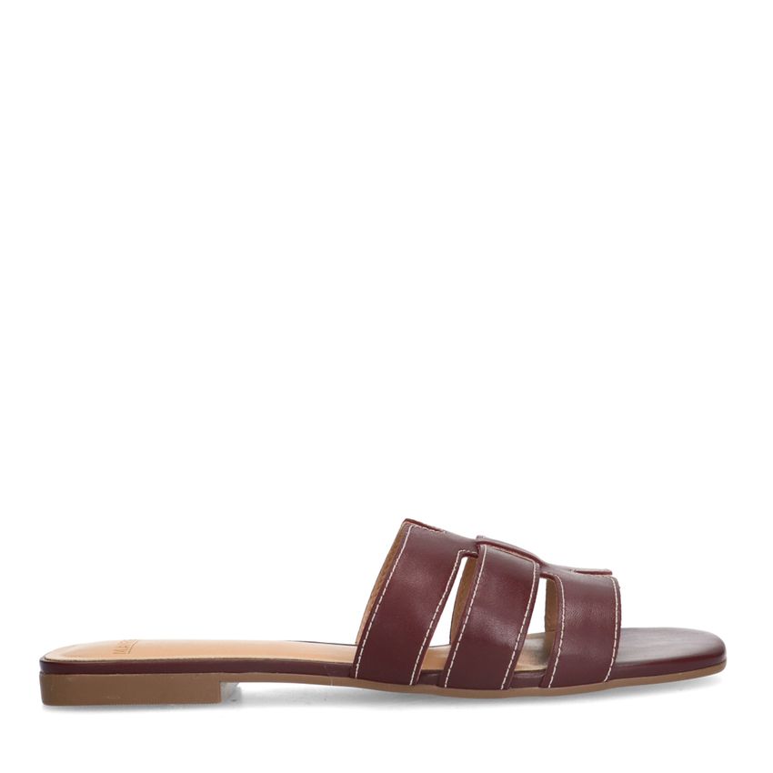 Manfield Bordeaux rode leren slippers