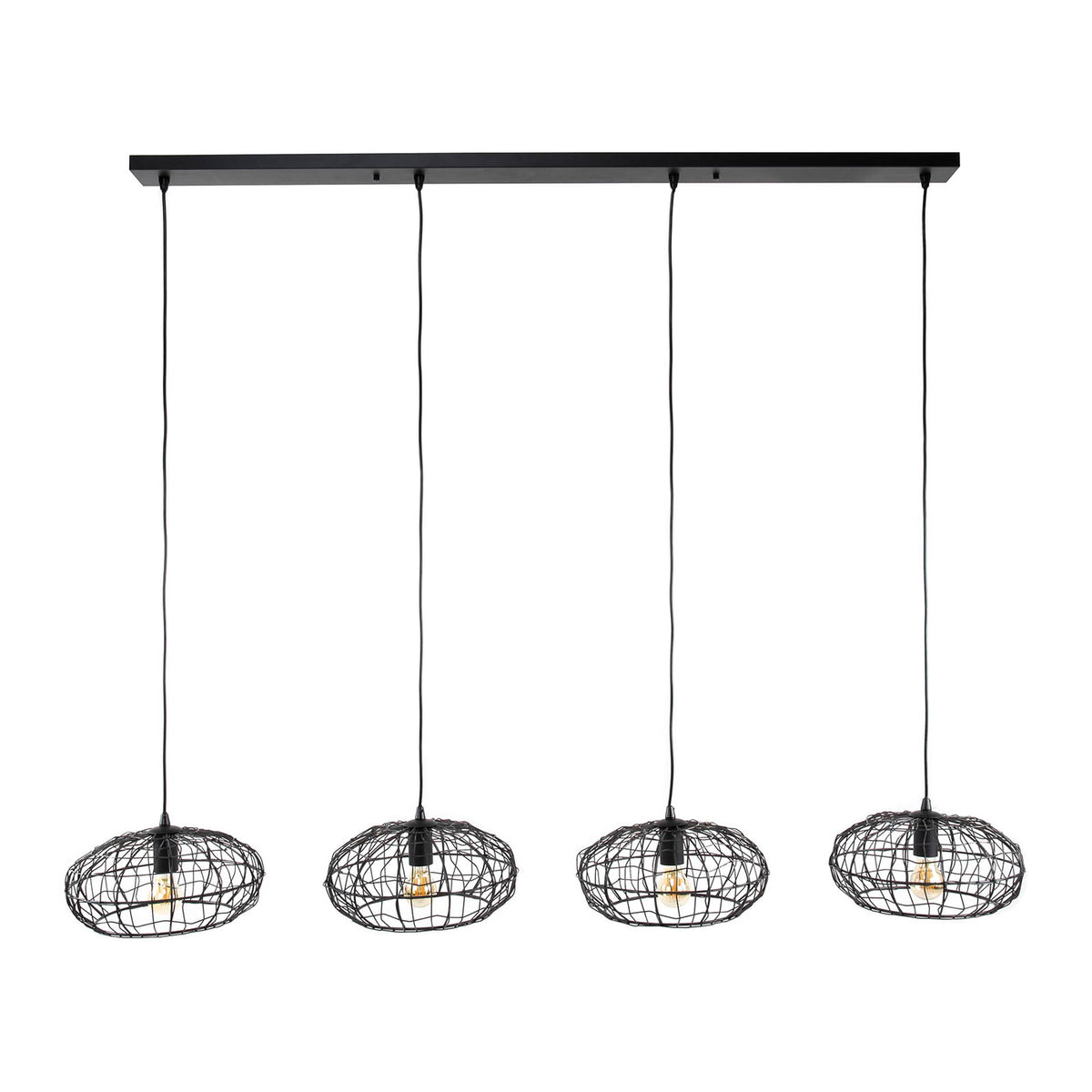 Giga Meubel Hanglamp Connect XL - Zwart/Bruin - 4-Lichts - 150x170x34cm