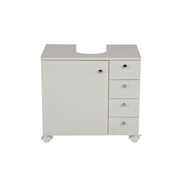 GABINETE INFERIOR COLUNA 1 PORTA/4 GAVETAS COM RODÍZIOS BIANC