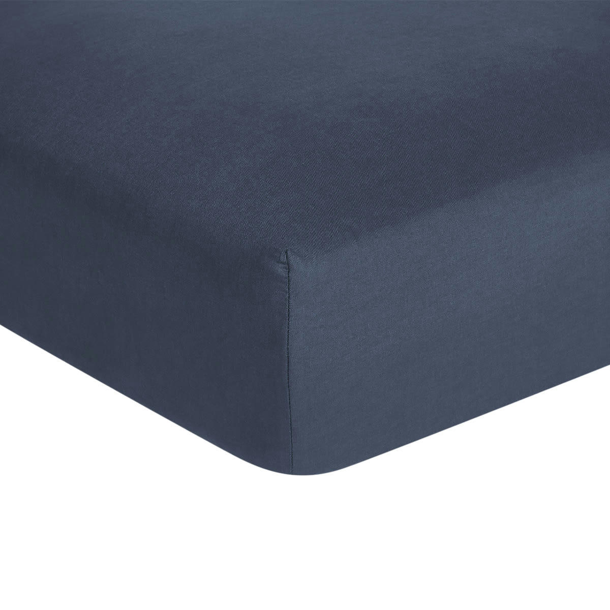 NOCTURNE - Drap housse uni en coton bleu nuit 180x200