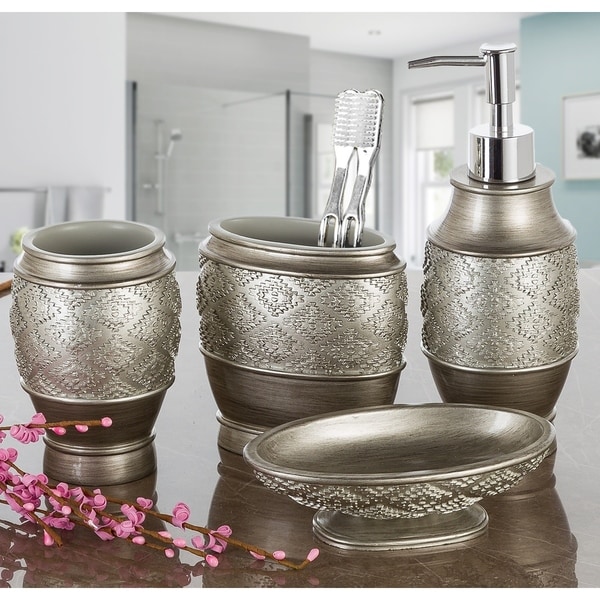 Dublin 4-Piece Bathroom Accessories Set (Brushed Silver)