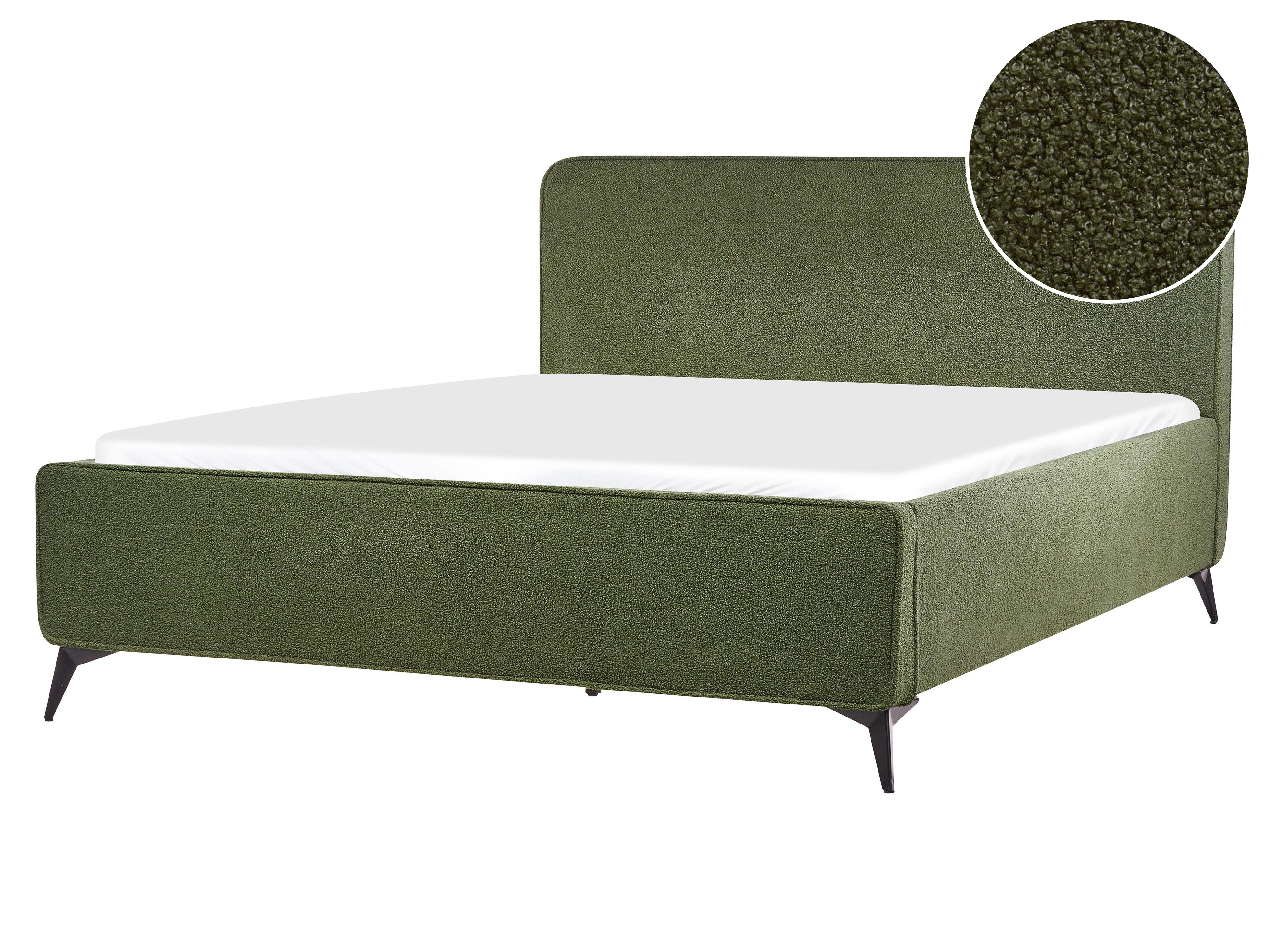 Bed Boucle VALOGNES 160 x 200 cm (EU King Size) Dark Green