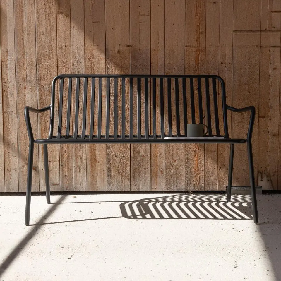 Bankje Zwart Metaal - 130x64x85cm - Peking