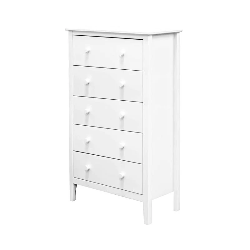 Adeptus Solid Wood Easy Pieces 5 Drawer Chest of Drawers - White