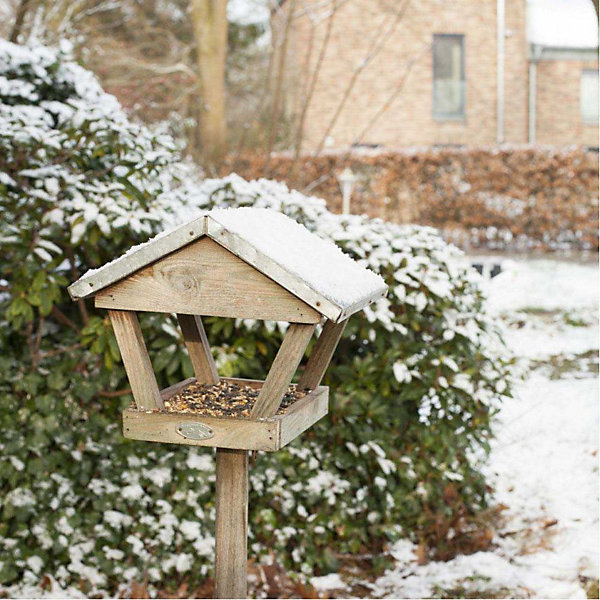 Mangeoire à oiseaux sur pique en pin et zinc