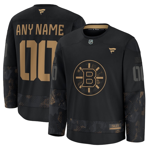 Boston Bruins  2024 Military Appreciation Personalized Long Sleeve Practice Jersey - Black