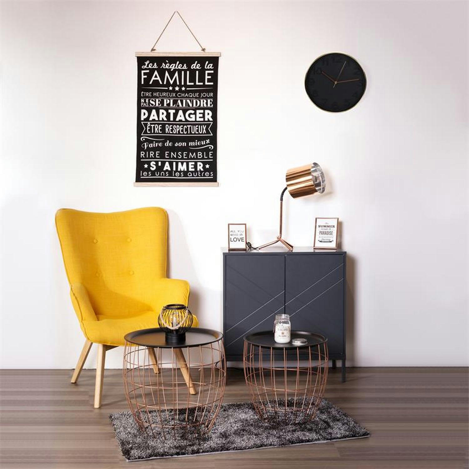 - Horloge ronde deco diam. 30,5 cm noir