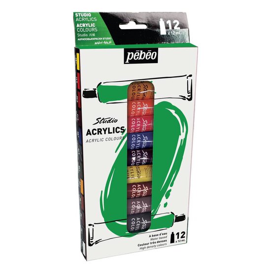 Pebeo Studio Acrylic Paint 12ml 12 Pack