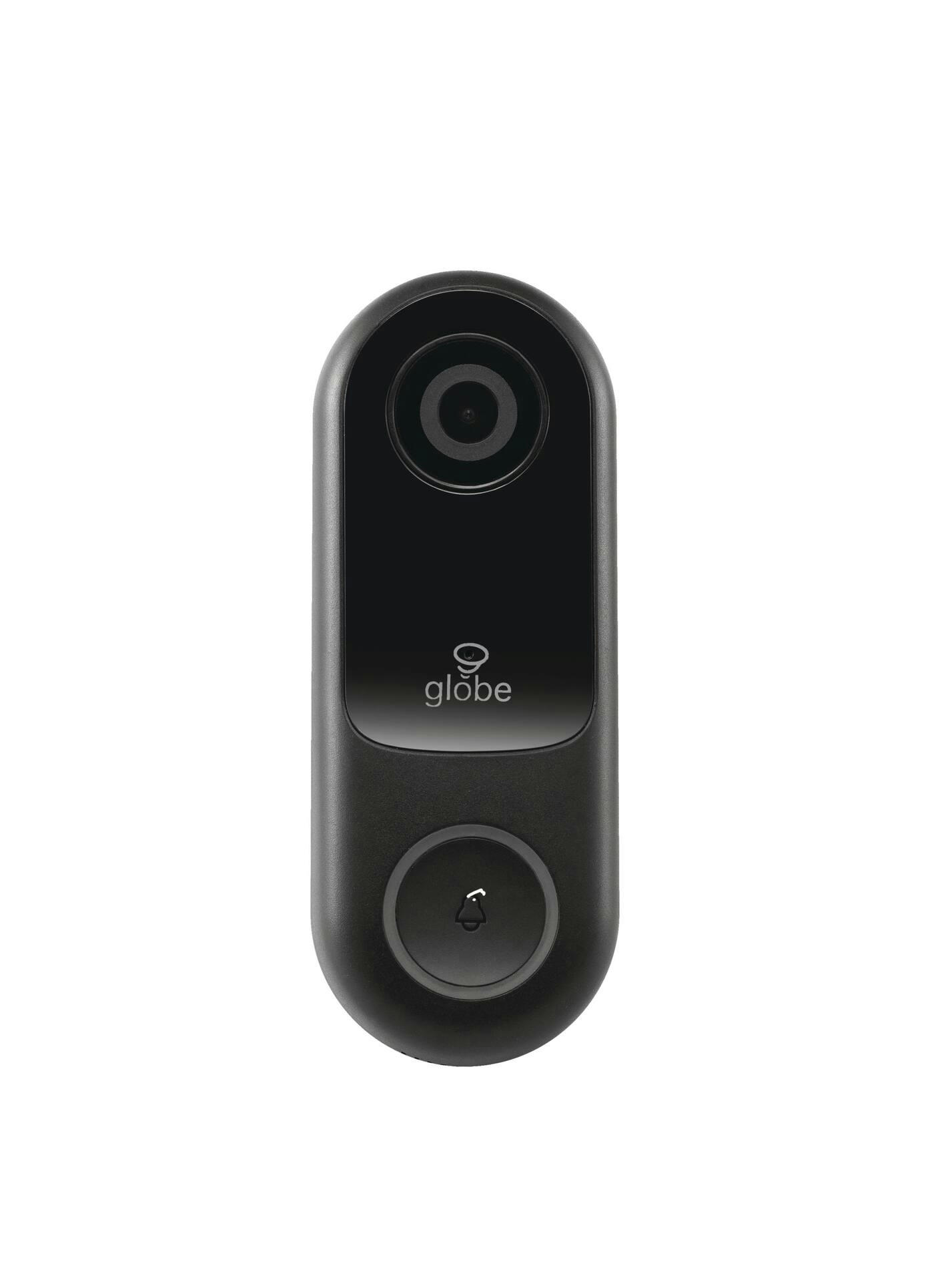 Globe Electric 1080p Electric Hardwired Smart Wi-Fi Video Doorbell, Black