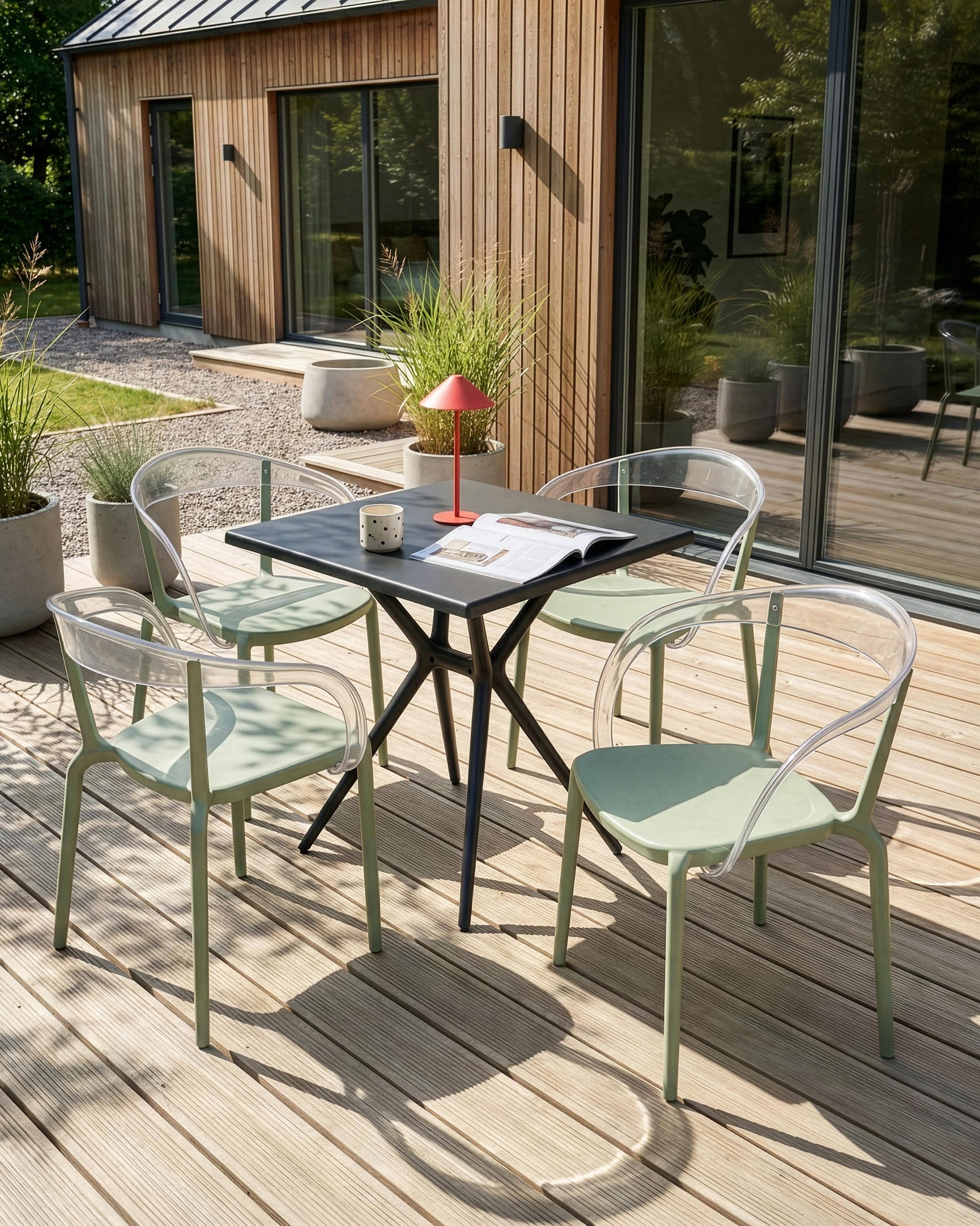 Set of 4 Garden Chairs MALEVIZI Stacking Light Green