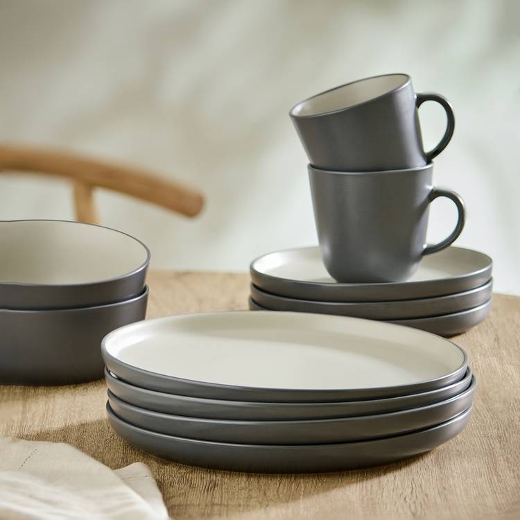 Habitat Two Tone 16 Piece Stoneware Dinner Set