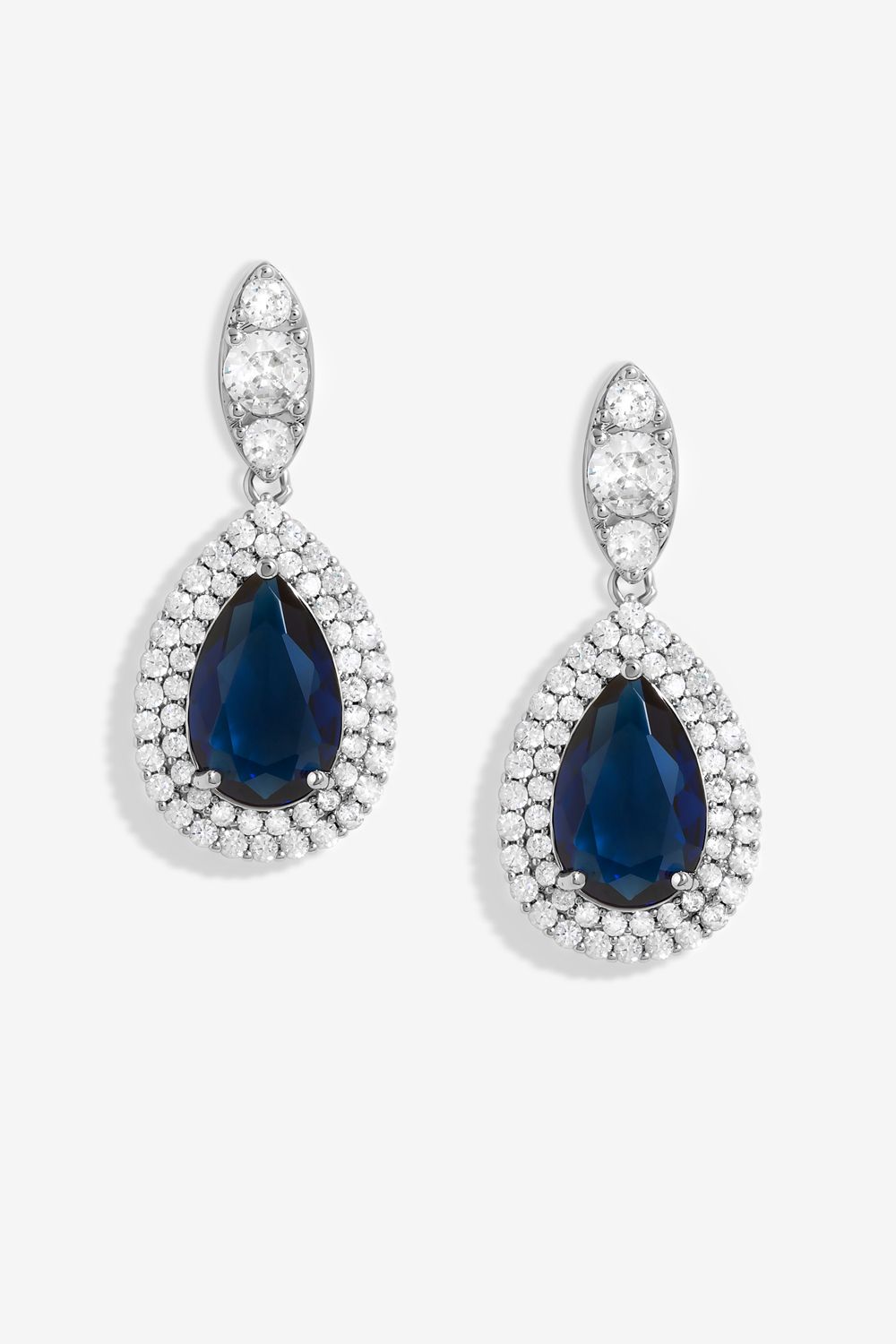 Jon Richard Silver Cubic Zirconia Pear Drop Earrings