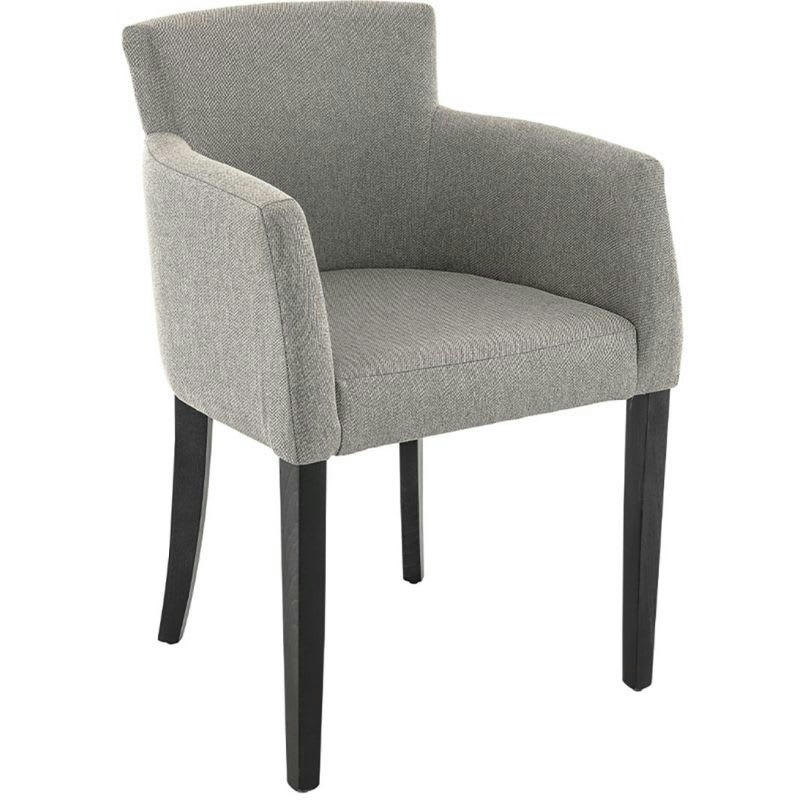 MADISON - Fauteuil moderne structure en hêtre et revêtement tissu gris