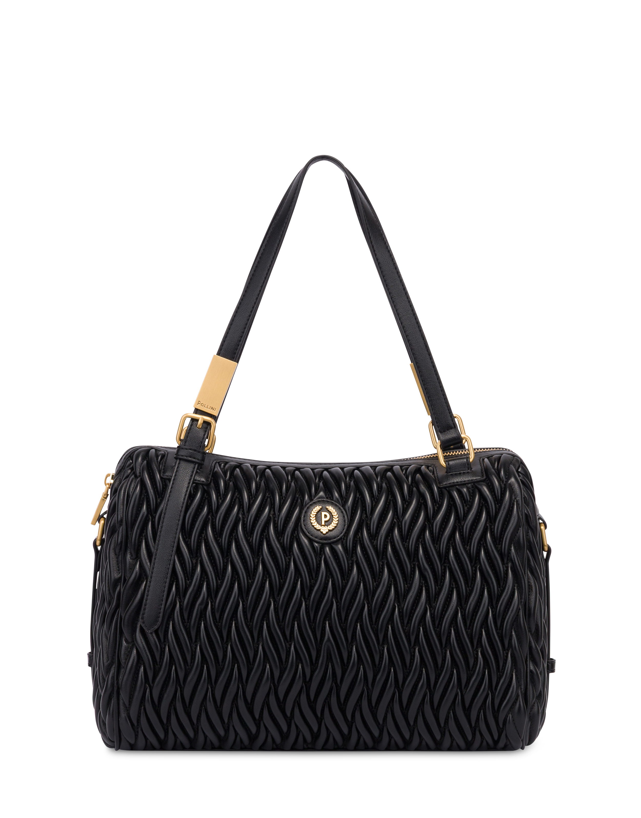 Borsa A Spalla Alba In Quilted Pu E Soft Pu Nero/nero