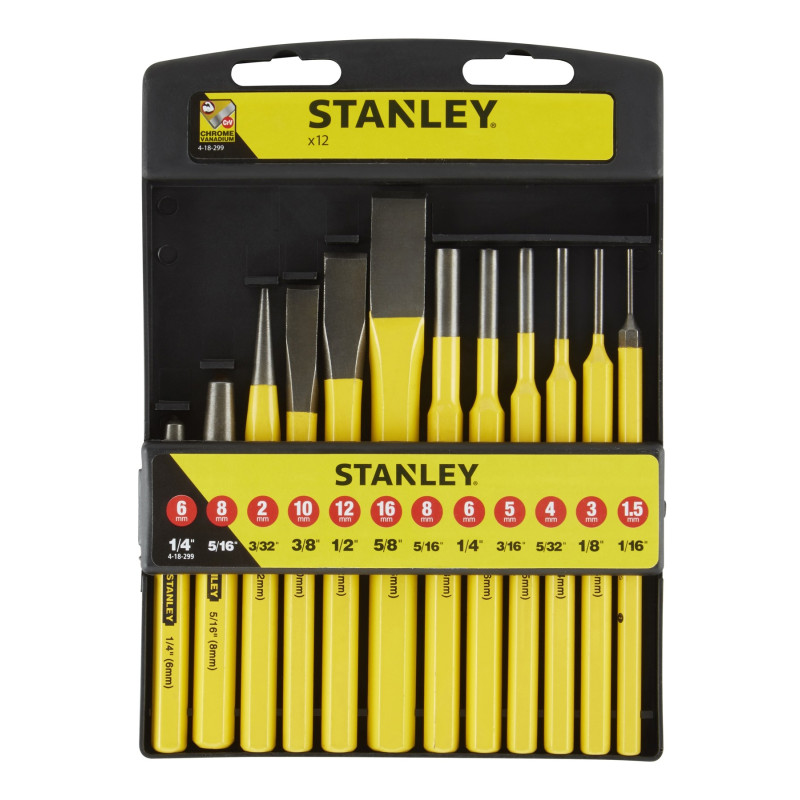 Set de burins à froid et poinçons 12 pièces STANLEY