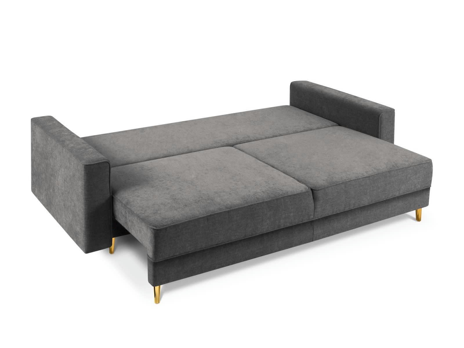 DUNAS - Canapé convertible 3 places en tissu structuré gris