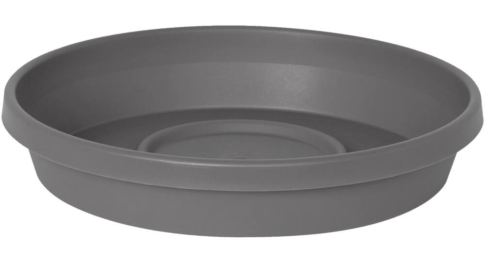 Bloem Terra Plastic Round Plant Saucer Tray, Assorted Sizes, Charcoal