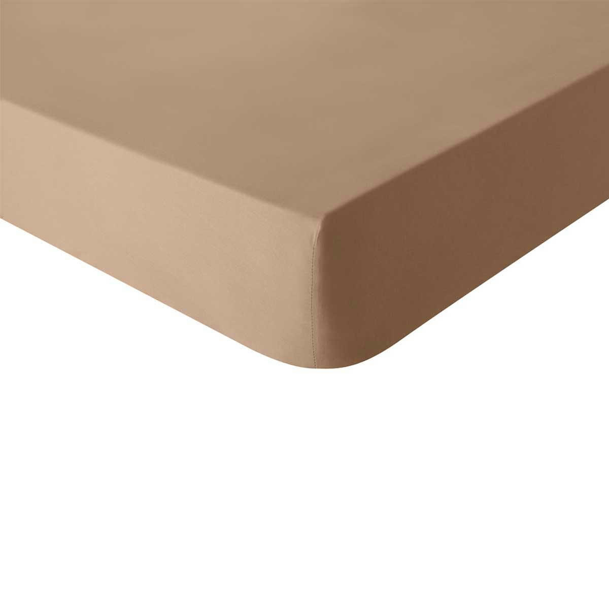 TOUT DOUX - Drap housse en coton  sable 140x200 Made in France