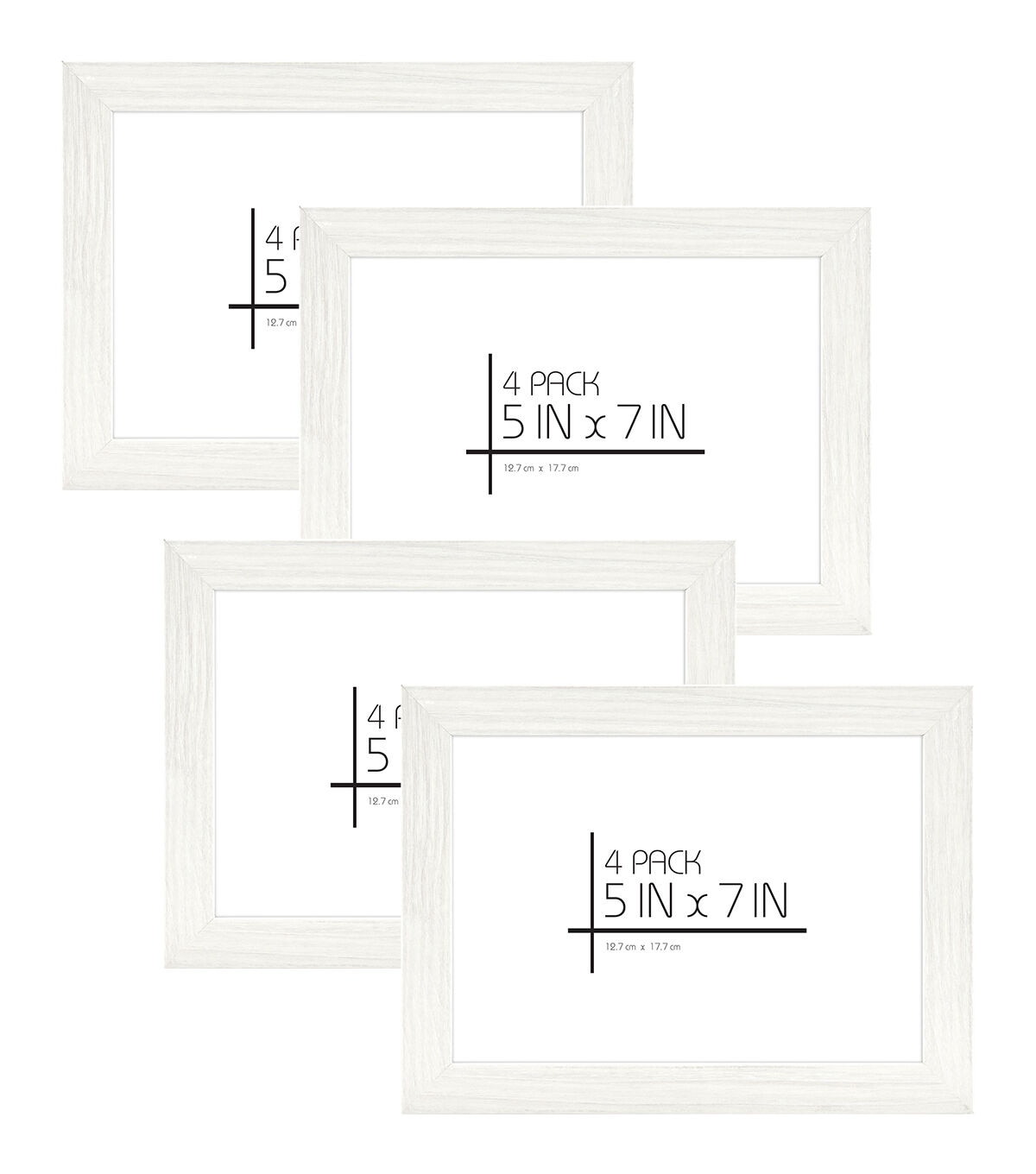MCS White 5x7 Woodgrain Value Frames 4pk