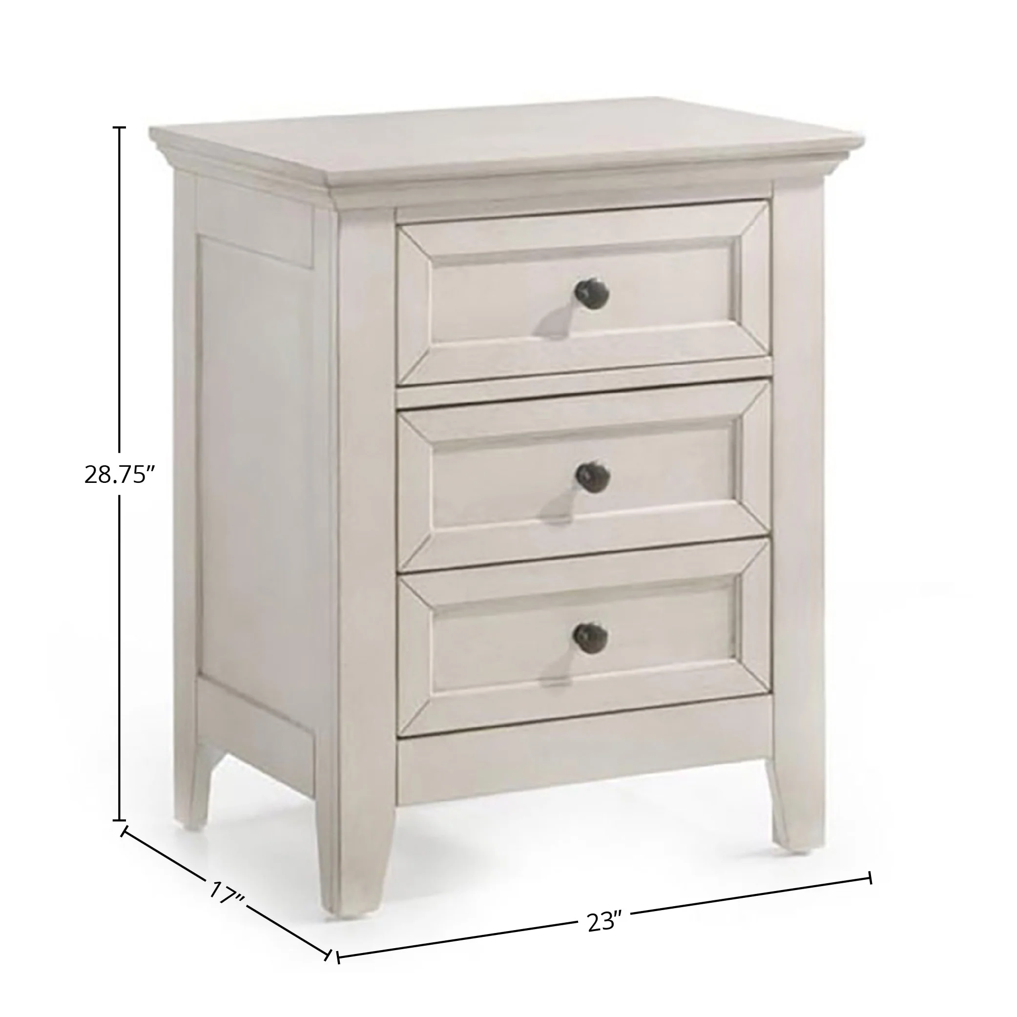 San Mateo Rustic White 3-drawer Nightstand
