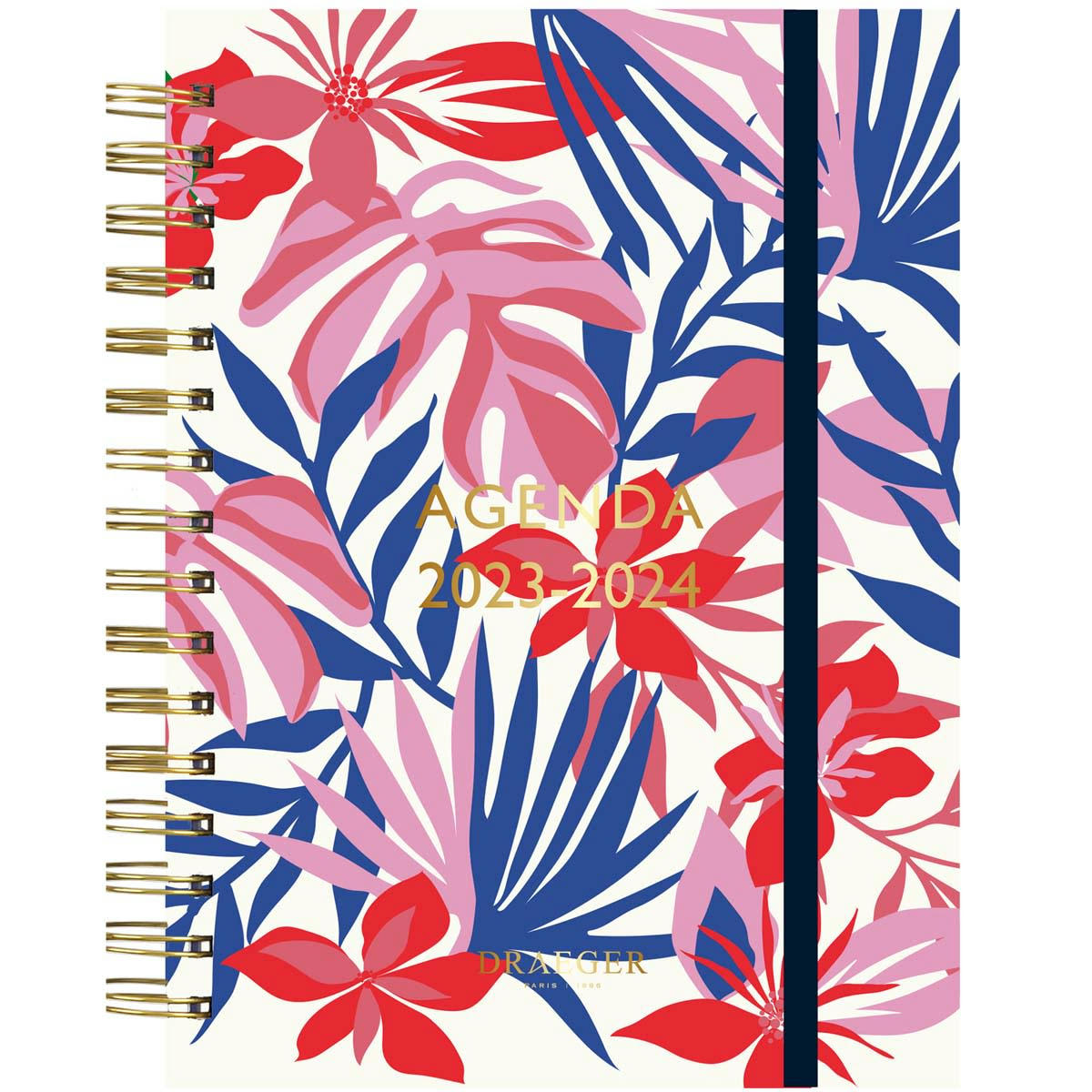 - Agenda semainier Sept2023- Août2024 - 13x18 cm - Feuilles roses-rouges