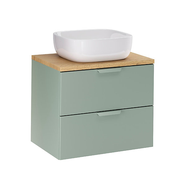 Ensemble meuble simple vasque 60cm et colonne Oria Vert mat