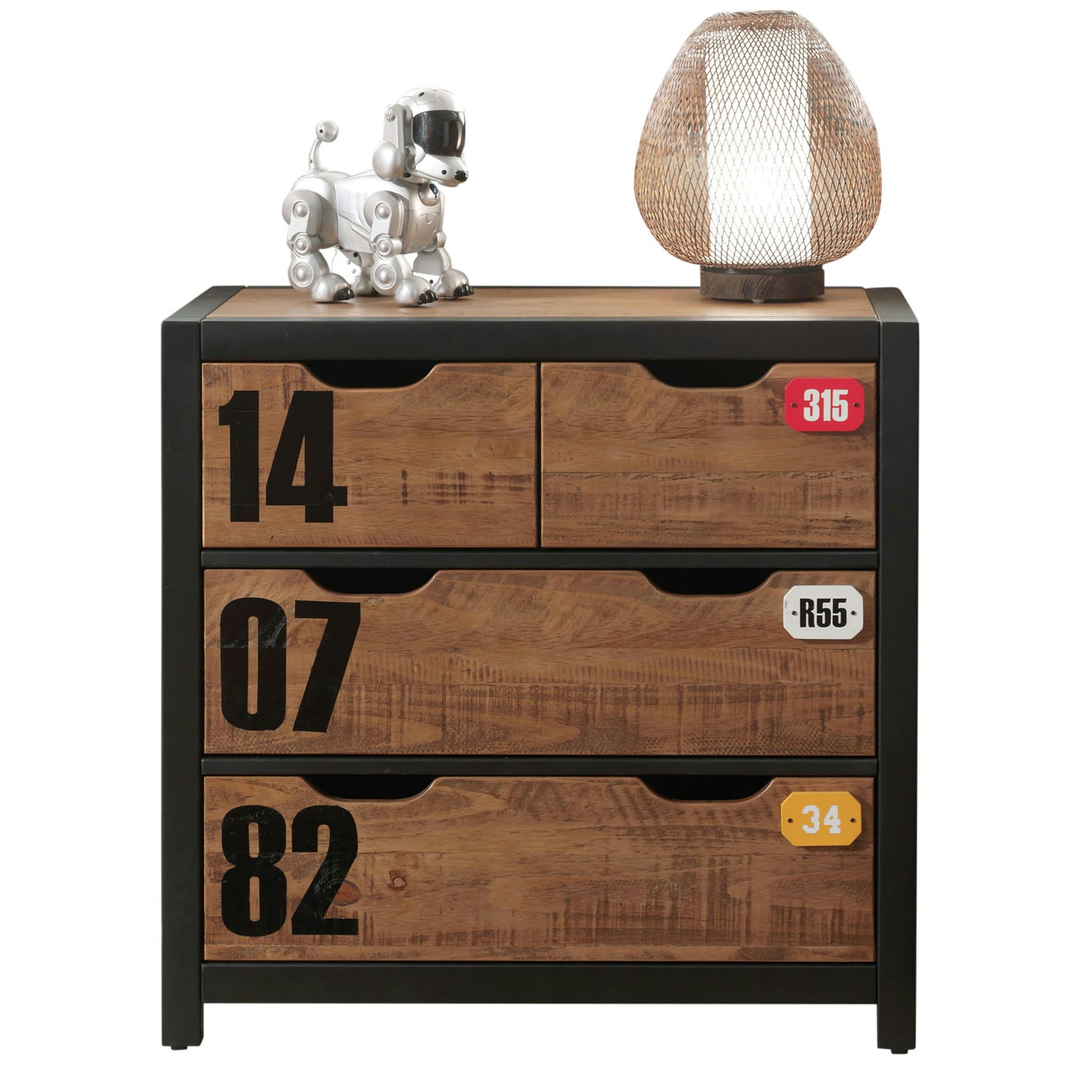 - Commode 4 tiroirs bois naturel