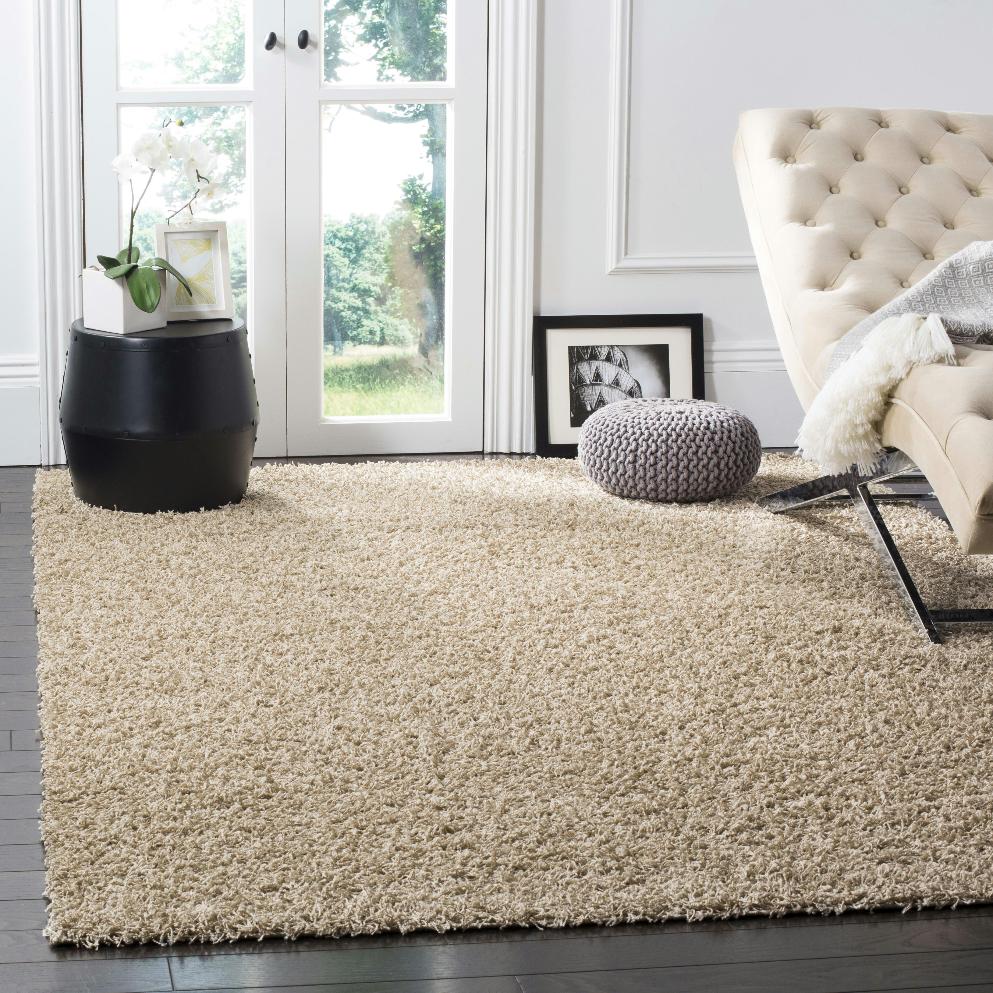 ATHENS SHAG - Tapis de salon interieur hirsute en beige, 91 x 152 cm