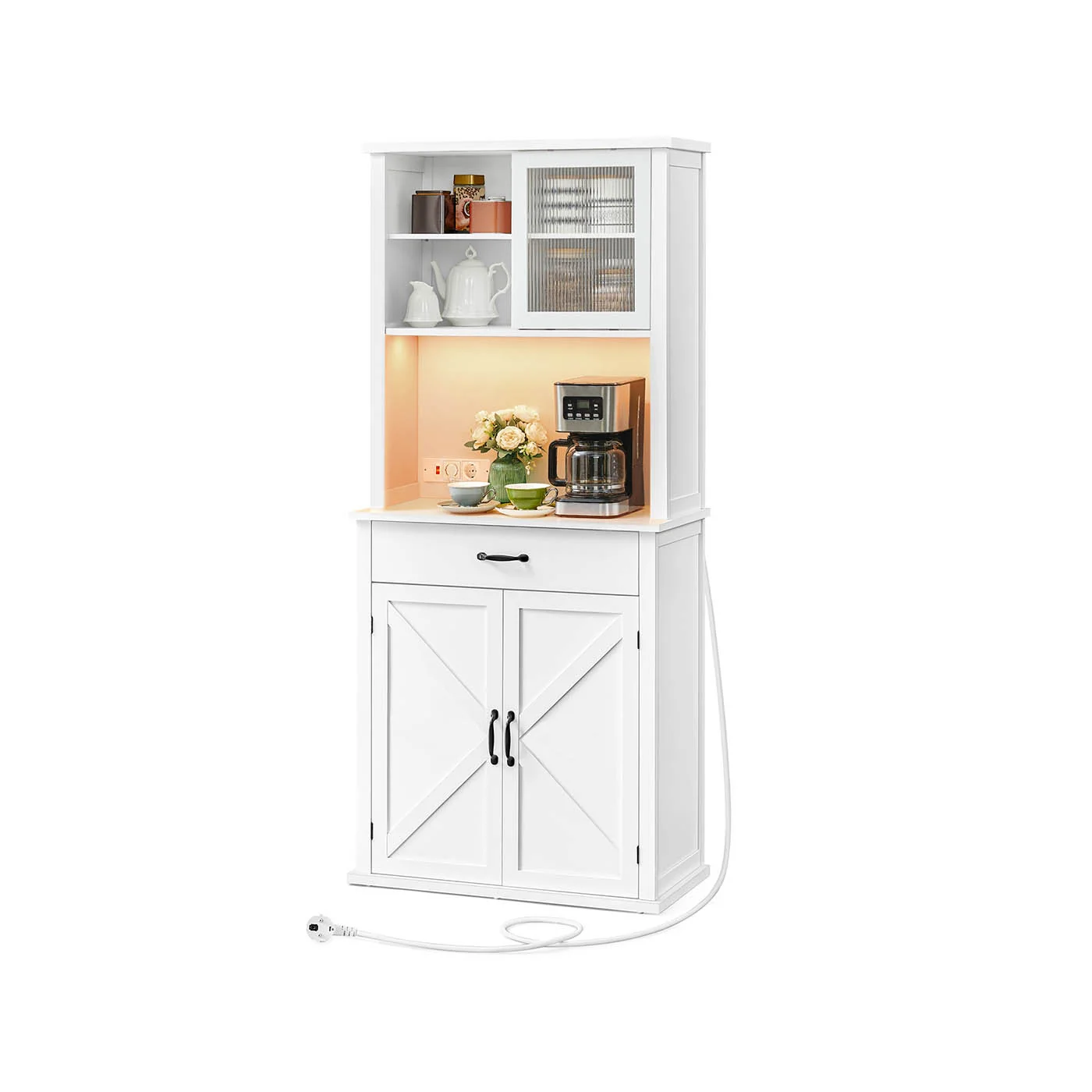 Meuble de rangement cuisine avec lumières et chargeur