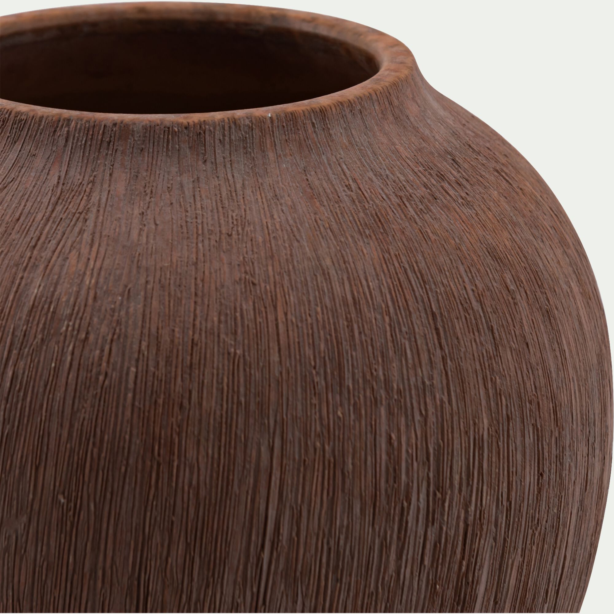 CARINNE - Vase boule en faïence H16cm - marron