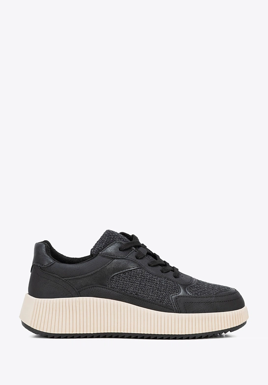 Damskie sneakersy na platformie czarne
