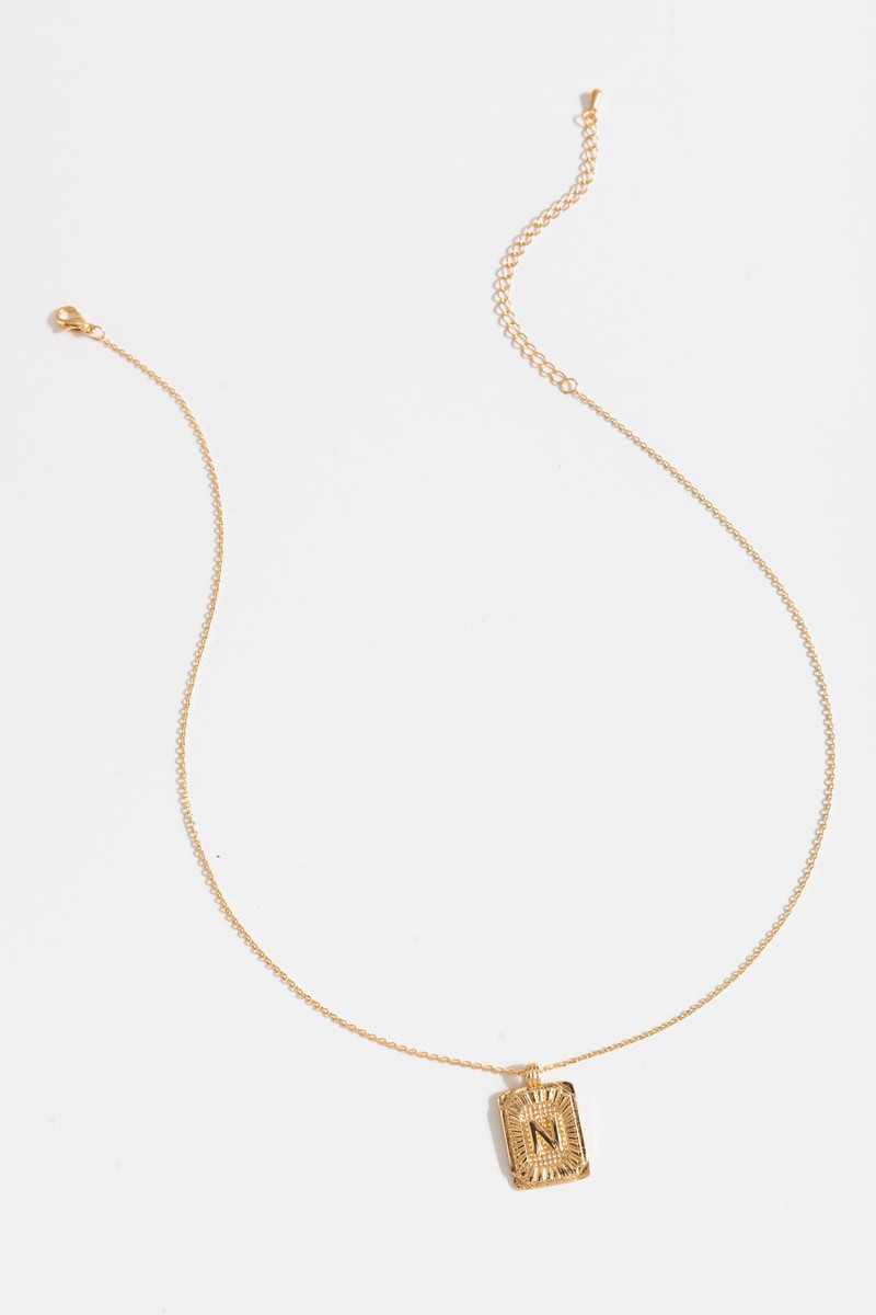 Initial ID Tag Pendant Necklace