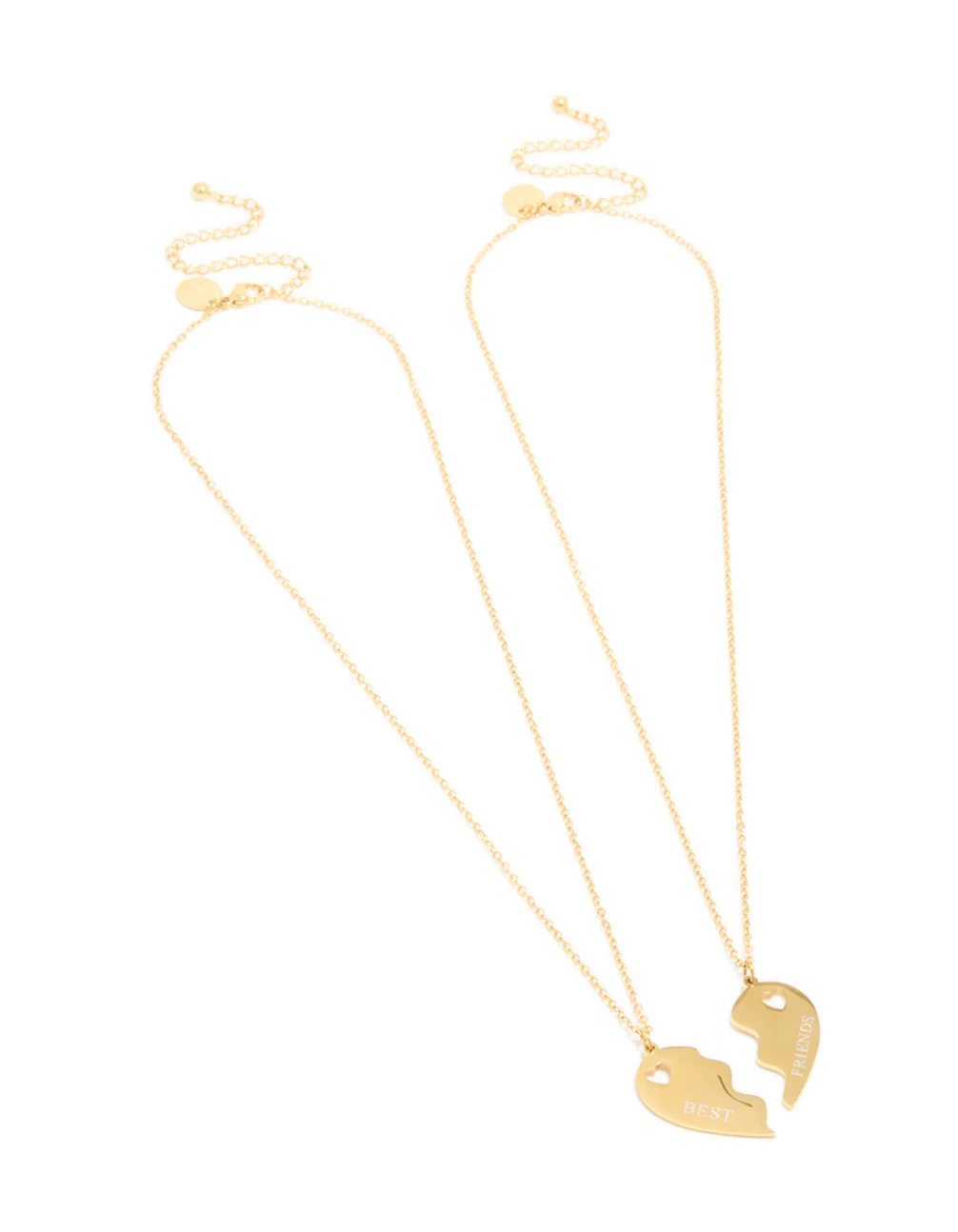 Waterproof Gold Plated Stainless Steel BFF Heart Necklaces 2-Pack