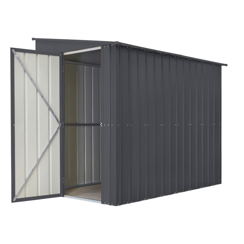 Abri de jardin adossé en métal Lean To 1 porte gris anthracite 1,55 x 2,42 x 2,03 m GLOBEL