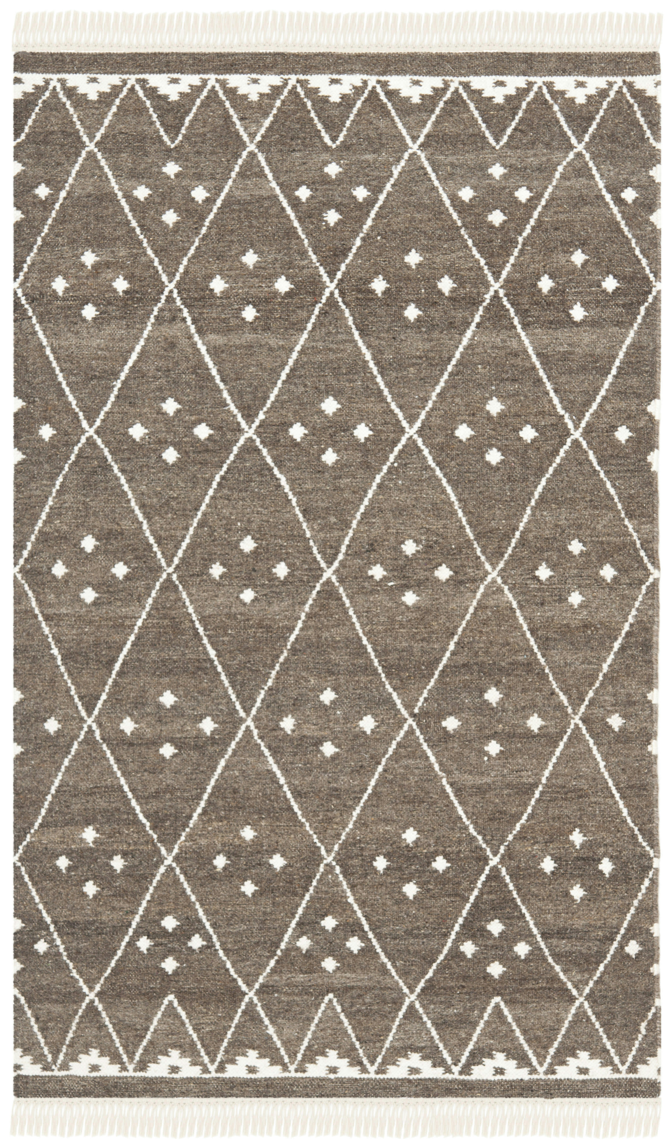 NATURAL KILIM - Tapis de salon interieur en marron & ivoire, 91 x 152 cm