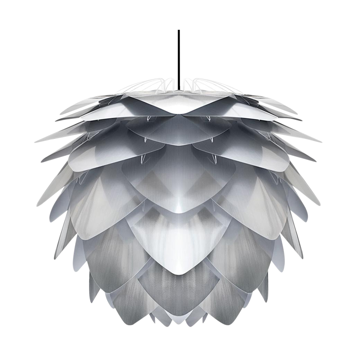 Umage Silvia Medium hanglamp brushed steel - met koordset zwart - Ø 50 cm